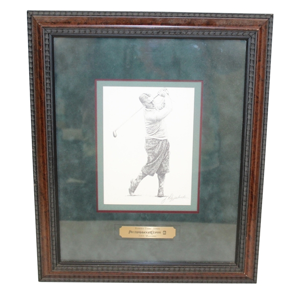 Bobby Jones 2001 Masters Sketch Signed by Artist Jim Fitzpatrick - Framed