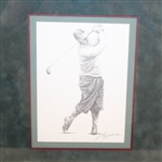 Bobby Jones 2001 Masters Sketch Signed by Artist Jim Fitzpatrick - Framed