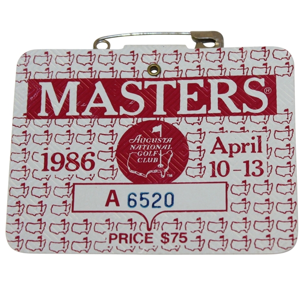1986 Masters Tournament Series Badge #A6520 - Jack Nicklaus Win