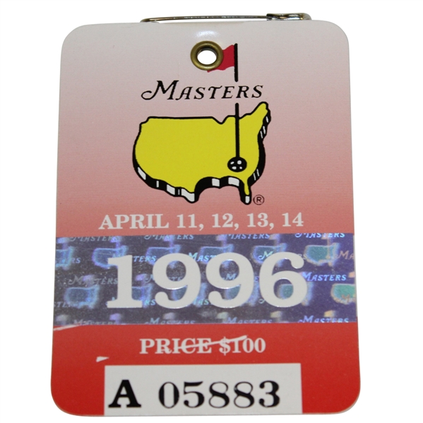 1996 Masters Tournament Series Badge #A05883- Nick Faldo Win