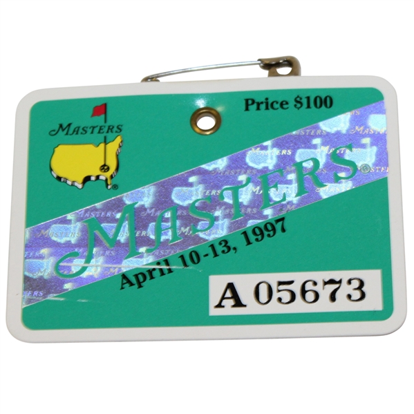 1997 Masters Tournament Series Badge #A05673- Tiger Woods Win