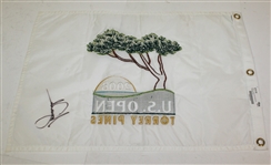 Tiger Woods Signed 2008 US Open at Torrey Pines Embroidered Flag - JSA ALOA