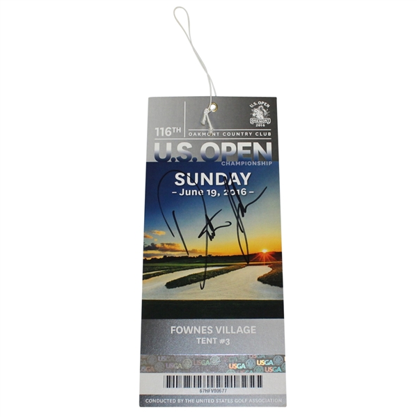 Dustin Johnson Signed 2016 US Open Sunday Ticket - JSA ALOA