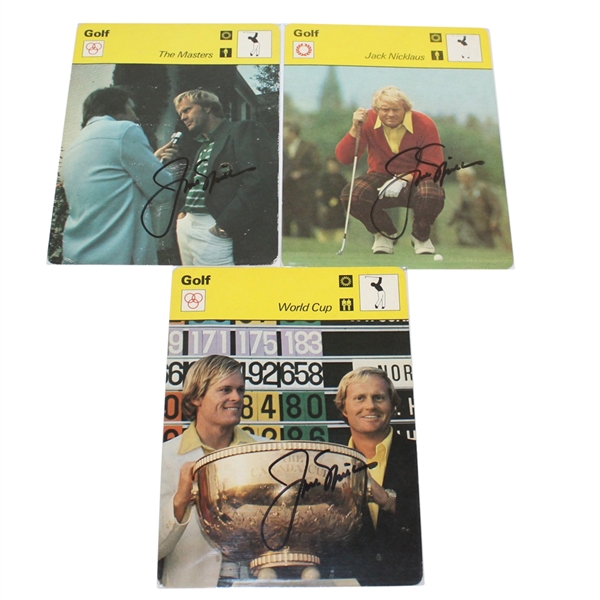 Three Jack Nicklaus Signed Sportscaster Golf Cards JSA ALOA