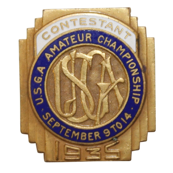 1935 USGA Amateur Contestant Badge - Lawson Little Winner
