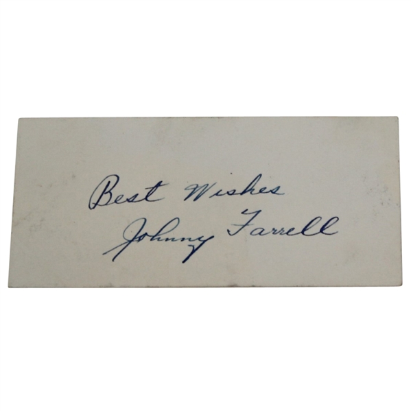 Johnny Farrell Signed Cut with Best Wishes Notation JSA ALOA