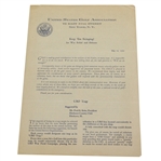 1942 USGA Keep Em Swinging! War Relief & Defense Support Letter - Seldom seen