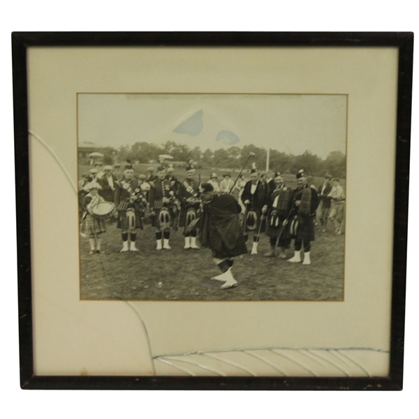 1940s Skokie Day Kilt Golf Photo with Piece of Kilt - Framed - Chicago Ill. Suburb - McMahon Collection