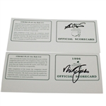 1995 & 1996 Masters Tournament Official Scorecards Signed by Champions Faldo and Crenshaw JSA ALOA