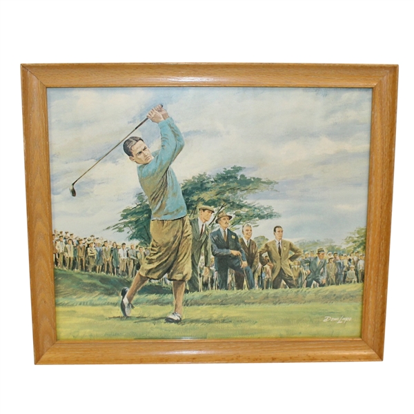 Dom Lupo Wood Framed Art Piece - Bobby Jones Post Swing in Blue Shirt
