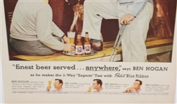 Large 1951 Pabst Blue Ribbon Advertisement Featuring Ben Hogan - Roth Collection