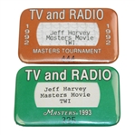 1992 & 1993 Masters Tournament Tv & Radio Badges - #444 & #325 - MASTERS MOVIE