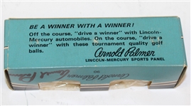 Arnold Palmer Signed Sleeve Box of Lincoln Mercury 'Arnold Palmer' Logo Golf Balls JSA ALOA