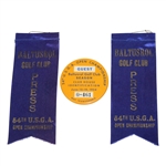 Two 1954 US Open at Baltusrol Press Ribbons & Guest Club House Badge Q-461
