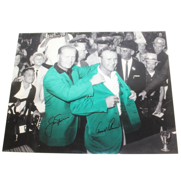 Arnold Palmer & Jack Nicklaus Signed B&W with Color 16x20 Jacket Photo JSA ALOA