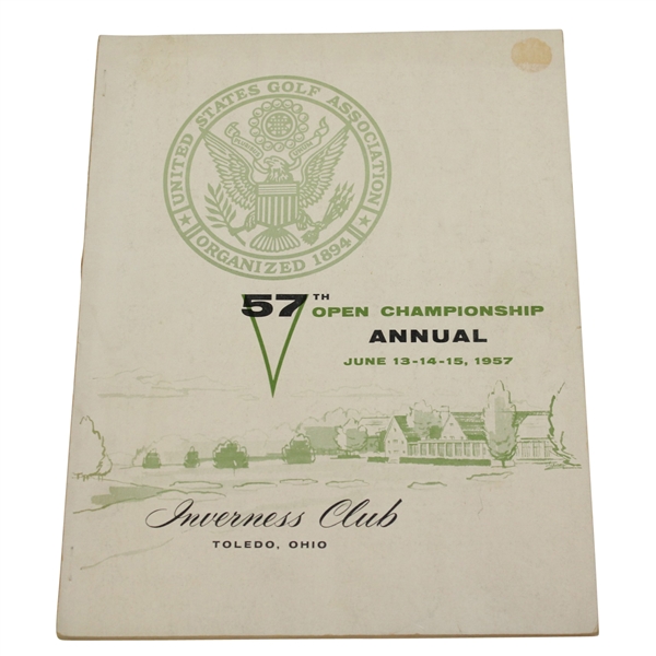 1957 US Open at Inverness Club Program - Dick Mayer Winner