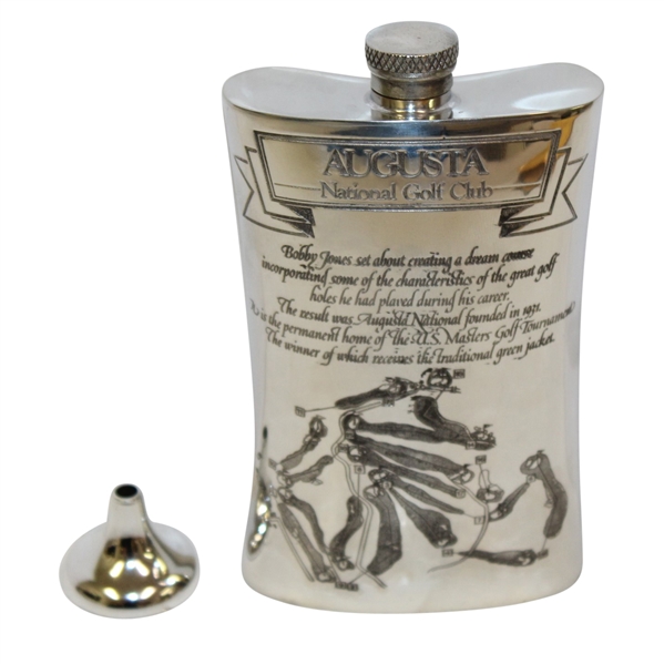 Augusta National Golf Club English Pewter Golf Flask - with Funnel - Good Condition