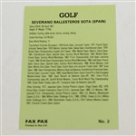 Seve Ballesteros Signed Fax Pax Golf Card No. 2 JSA ALOA