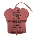 1939 Masters Sunday Final Round Ticket #44 - Seldom Seen Ticket Adverse Weather!