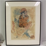 LeRoy Neiman Signed 1970 Johnny Bench Ltd Ed #147/200 - Framed JSA ALOA