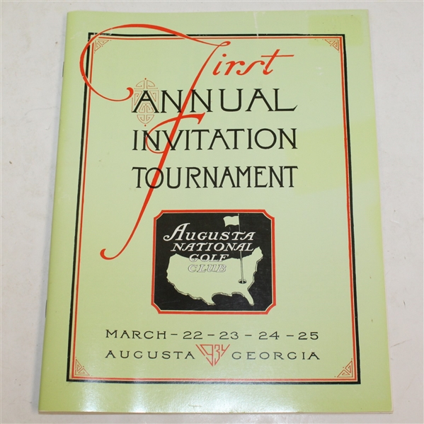 1934 Augusta Invitational Masters Tournament Reproduction Program