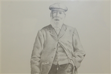 Ltd Ed Tom Morris Pencil Sketch Print by Artist David Purcell - Framed