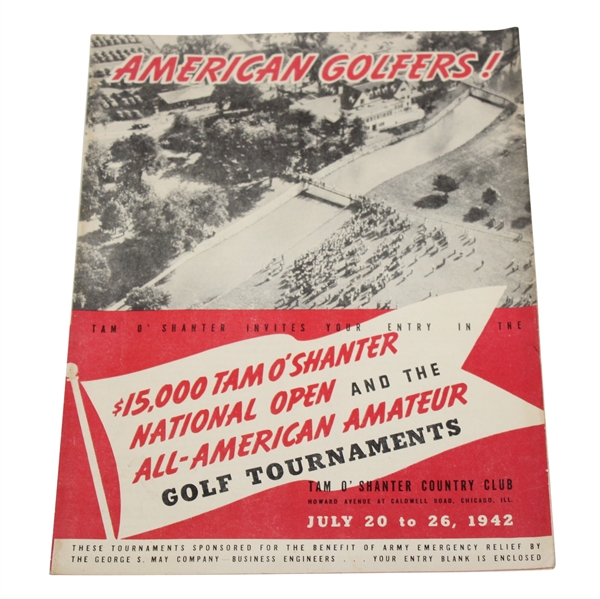 1942 National Open & All-American Amateur Golfer Invitation Pamphlet - Seldom Seen - Roth Collection
