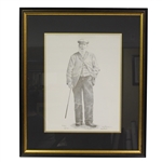 Ltd Ed Tom Morris Pencil Sketch Print by Artist David Purcell - Framed