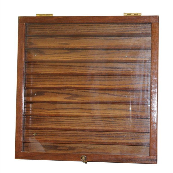Wood Golf Rack for 100 Golf Balls with a Wood/Glass Door & Locking Latch