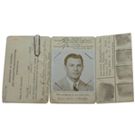 Ben Hogan Personal Airman Identification Card - Full Name Signature, Photo/Fingerprints JSA ALOA