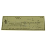 Ben Hogan Personal Check to Masters Tournament for 4 Series Badges JSA ALOA