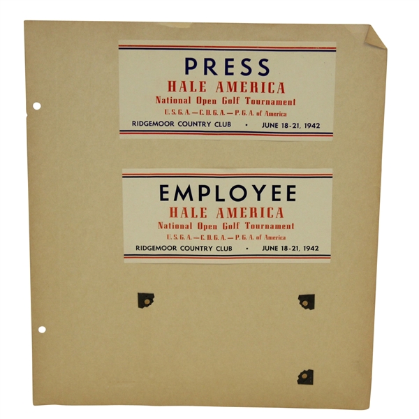 1942 Hale America National Open Golf Tournament Employee & Press Parking Passes - McMahon Collection