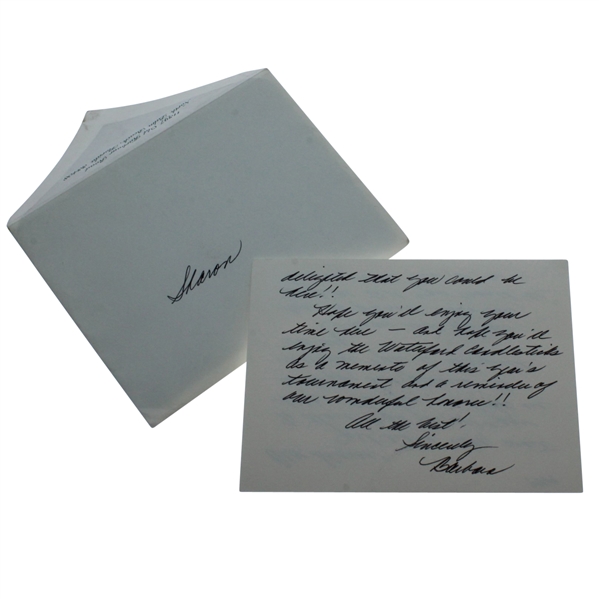 Barbara Nicklaus Thank You Note to Sharon Rae (Hogans Secretary) For Hogan Honoree @ Memorial  JSA ALOA