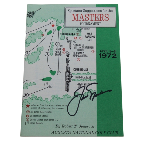 Jack Nicklaus Signed 1972 Masters Tournament Spectator Guide JSA ALOA