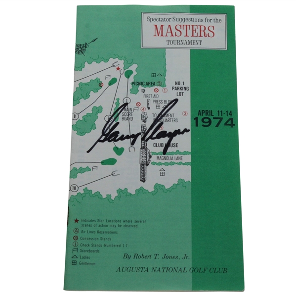 Gary Player Signed 1974 Masters Tournament Spectator Guide JSA ALOA