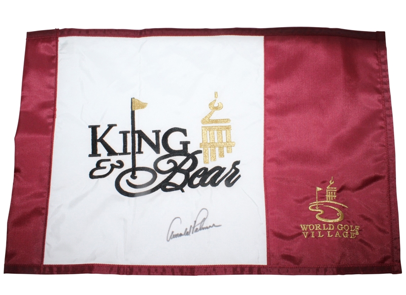 Arnold Palmer Signed King & Bear Embroidered Golf Flag JSA ALOA