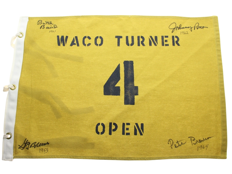 1960s Waco Turner Open Course Flown #4 Flag Signed by Pete Brown First African American to Win PGA Event JSA ALOA