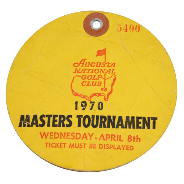 1970 Masters Tournament Wednesday Par 3 Day Ticket #5400
