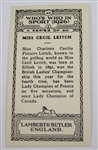 1926 Miss Cecil Leitch Lambert & Butler Rookie Golf Card #40 - England