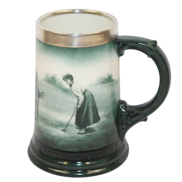 Lenox Mug- Female Golfer- Silver Rim - R. Wayne Perkins Collection