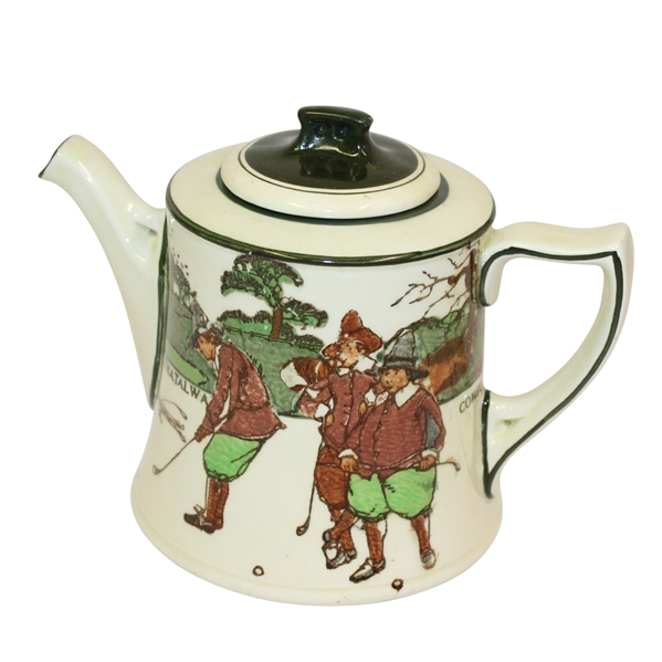 Royal Doulton Golf Themed Tea Pot - Circa 1915 - R. Wayne Perkins Collection
