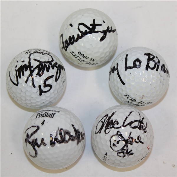 Five Celebrity Signed Golf Balls - Rollie Fingers, Vince Ferragamo, MacArthur Lane, Ryan Klesko, & Tony Lo Bionco JSA ALOA