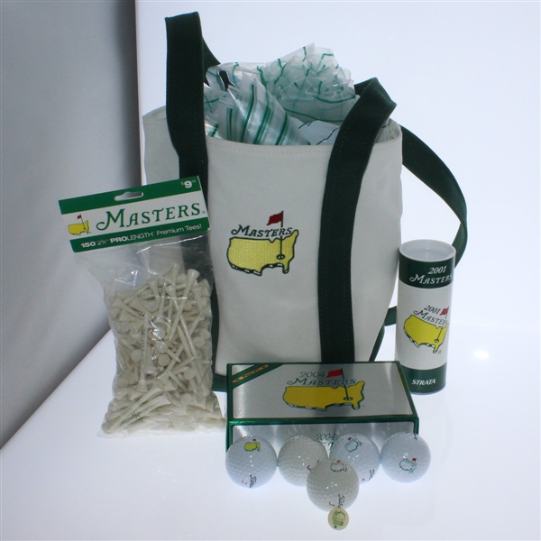 Masters Tote Bag, Tees, Balls, and Assorted Plastic Bags