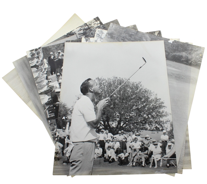 Lot of Eight 11" x 14" Photos of Golfers at Augusta National - Palmer(x2), Player, others
