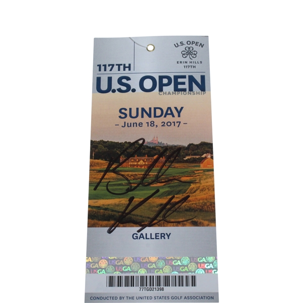 Brooks Koepka Signed 2017 US Open at Erin Hills Sunday Ticket JSA ALOA