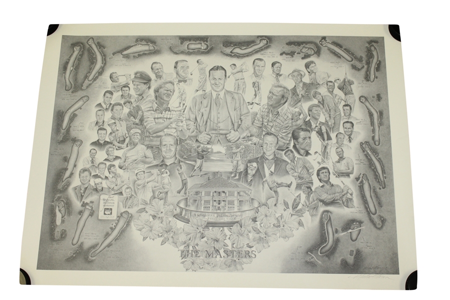 The Masters Michael Marson Print Depicting 1939-1989 Masters Champions