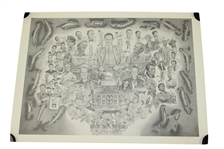The Masters Michael Marson Print Depicting 1939-1989 Masters Champions