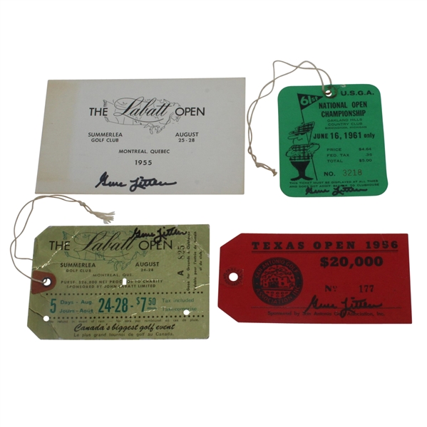 Four Gene Littler Signed Items from Victories - Tickets & Scorecard JSA ALOA
