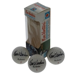 Three Ken Venturi Signed Signature Golf Balls in Sleeve JSA ALOA