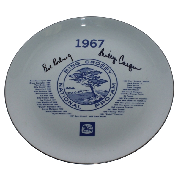 Billy Casper & Bob Rosburg Signed 1967 Bing Crosby National Pro-Am Plate JSA ALOA